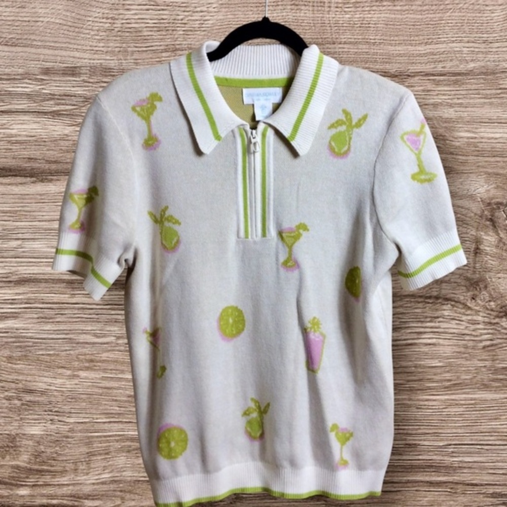 Cynthia Rowely cream color shirt sleeve cocktail sweater. Large